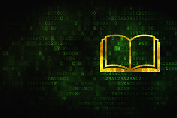 Studying concept: Book on digital background