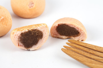 Mochi sweet dessert on white background