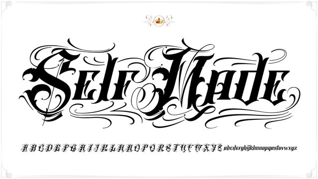 Tattoo font set stock vector. Illustration of cursive - 137199763