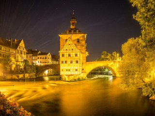 Bamberg Altes Rathaus bei Nacht