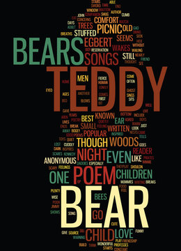 TEDDY BEAR SONGS AND POEMS Text Background Word Cloud Concept