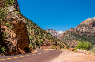 Twisting highway in Zion National Park, Utah, USA