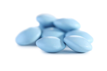 Blue pills isolated on a white background