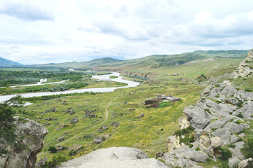 Fototapeta na wymiar Uplistsikhe caves and rocks panorama