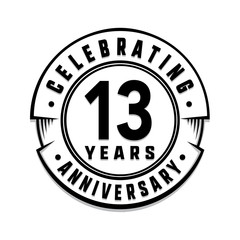 13 years anniversary logo template. Vector and illustration.