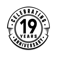 19 years anniversary logo template. Vector and illustration.