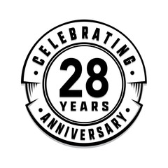 28 years anniversary logo template. Vector and illustration.