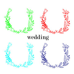 Four wedding ornaments on a white background