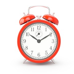 3D rendering red alarm clock isolated on white background