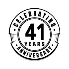 41 years anniversary logo template. Vector and illustration.