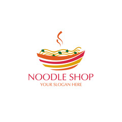 noodle on colorful bowl logo. isolated on white background. 