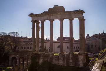 Temple of Saturn, Roman Forum in Rome, Italy