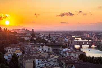 Fototapeta na wymiar View of the Florence at sunset, Italy