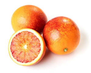 blood oranges isolated on white background