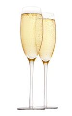 glasses of champagne isolated on white background