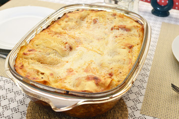 Fresh lasagna with ragu sauce