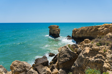 A view of a marvelous sandy beach portugal. Summer time