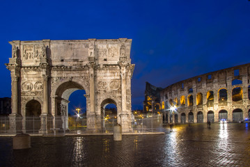 The Colosseum and The Arch of Constantine in Rome