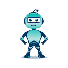 cartoon robot character with full body, isolated on white background.  