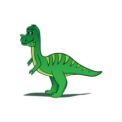 green cartoon dinosaur illustration, isolated on white background.