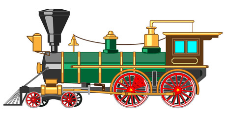 Bright cartoon steam locomotive © gorbovoi81