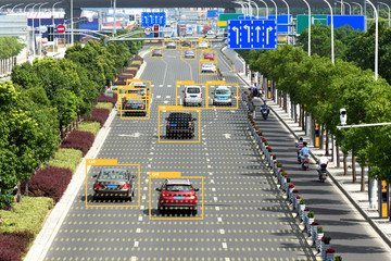 Machine learning analytics identify vehicles technology , Artificial intelligence concept. Software...