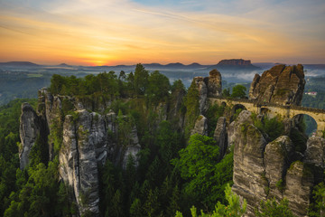 Fototapeta premium The Bastei bridge, Saxon Switzerland National Park, Germany