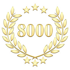 Lauriers 3 étoiles, 8000, gold sur fond blanc