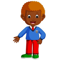 Cute boy cartoon good posing