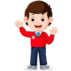 Cute boy cartoon good posing