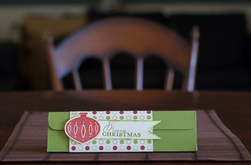Merry Christmas Label on table