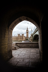 Houses of Parliament framed by an archway