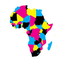 Political map of Africa continent in CMYK colors on white background. Vector illustration.