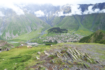 Kazbegi surrounding mountains