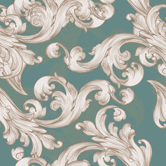 Retro vector wallpaper pattern with swirl floral element