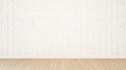 wall decoration flower pattern in empty room - 3D Rendering