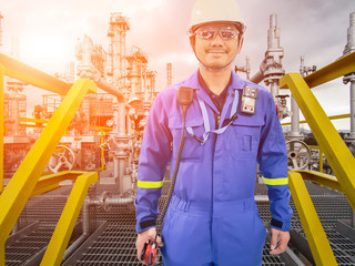 Working engineer at offshore oil and gas refinery