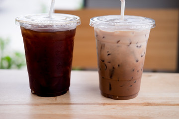 Iced coco and ice black coffee
