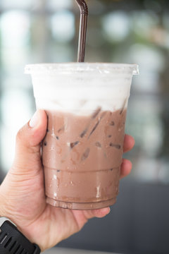 Iced chocolate in takeaway cup