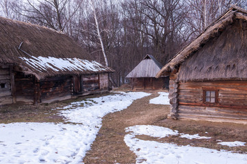 Fototapeta na wymiar Ukrainian village in winter