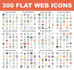 Flat Web Icons - obrazy, fototapety, plakaty