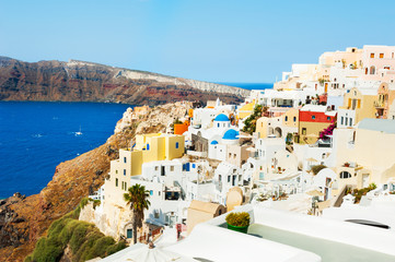 Panoramic view of Santorini island, Greece.