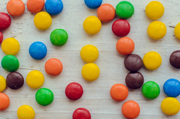 Colorful candies on white background