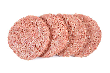 Hamburger, minced beef on a white background
