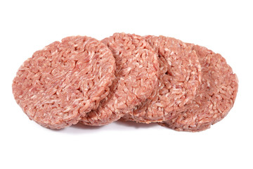 Hamburger, minced beef on a white background