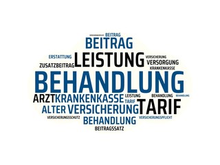 BEHANDLUNG - Bilder mit Wörtern aus dem Bereich Krankenversicherung, Wort, Bild, Illustration