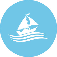 White sailboat on a blue background
