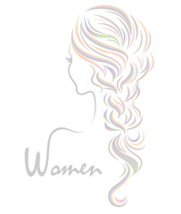 women color hairstyle icon, logo women on white background