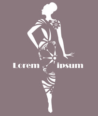 abstract women and dress shape, women silhouettes on color background, vector