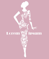 abstract women and dress shape, women silhouettes on color background, vector